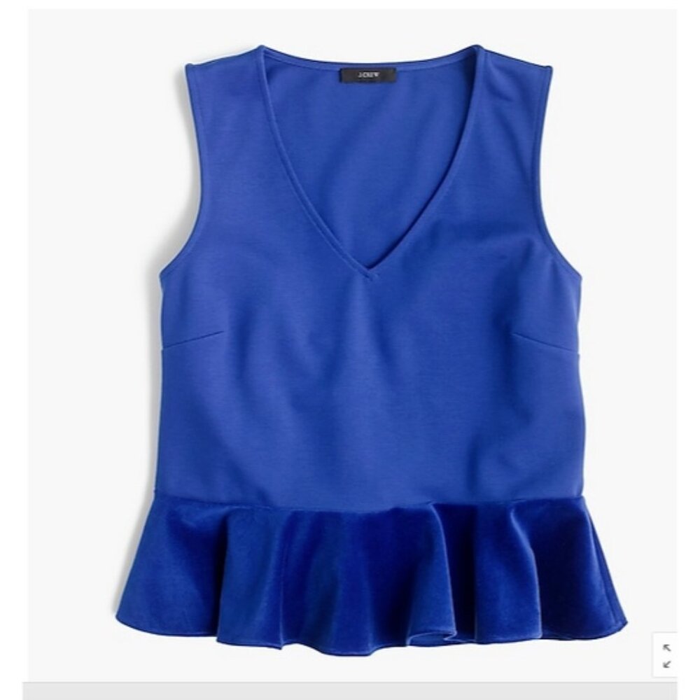 NEW J.CREW WOMEN'S VELVET PEPLUM TOP BLOUSE LARGE